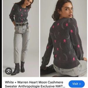 White + Warren Gray and Pink Cashmere Sweater XS